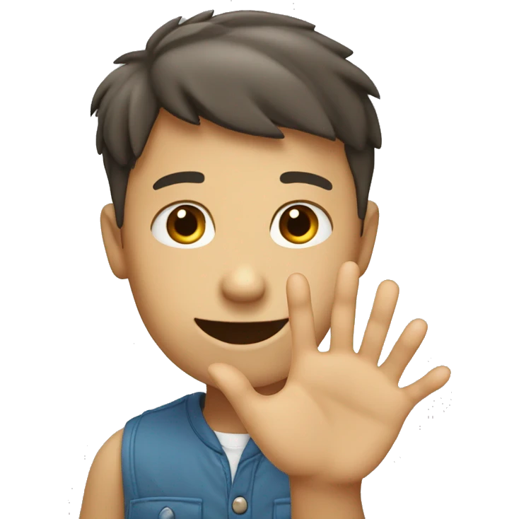 Boy saying hello with hand  emoji