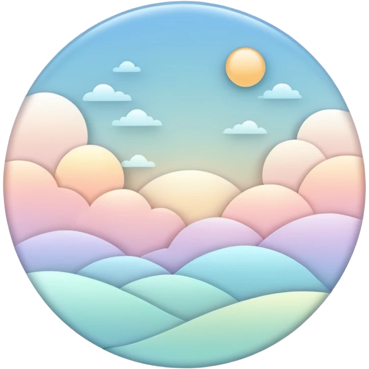 Soft muted aesthetic, minimal spring theme, airy and clean composition, soft natural lighting, modern iOS-style design, glossy subtle gradients, pastel tones, calm and fresh mood, minimal background, high resolution, dreamy soft focus emoji