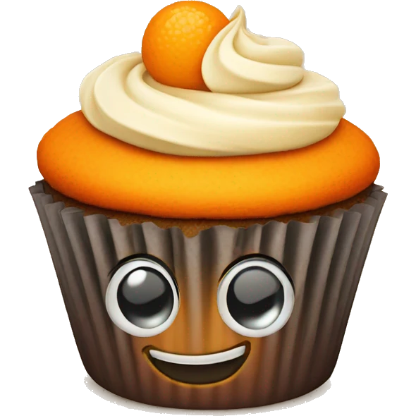 Orange cupcake with a happy face  emoji