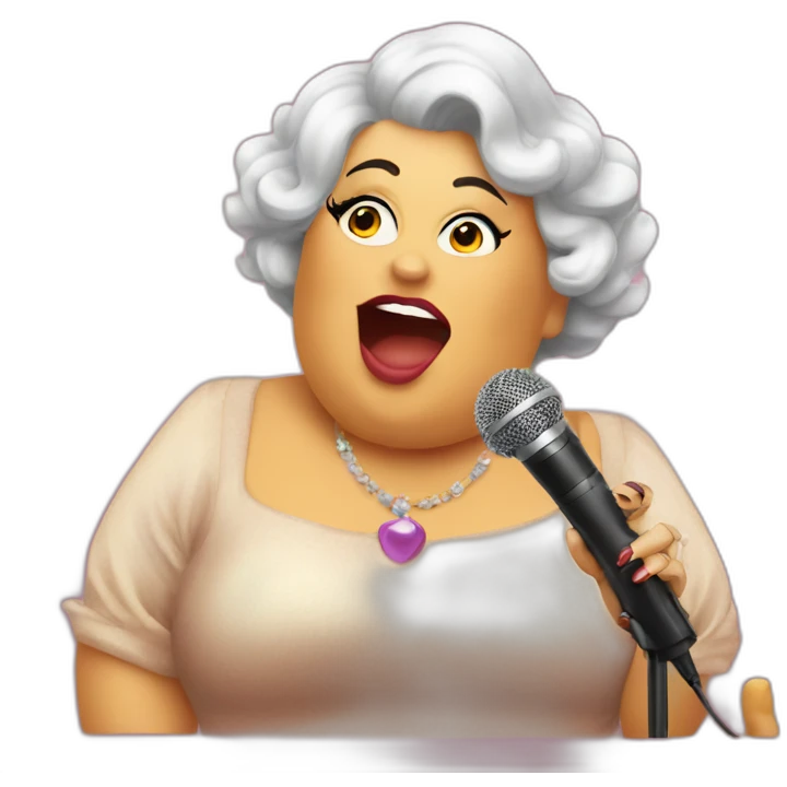 Fall themed drag queen aunt overweight talking into microphone emoji