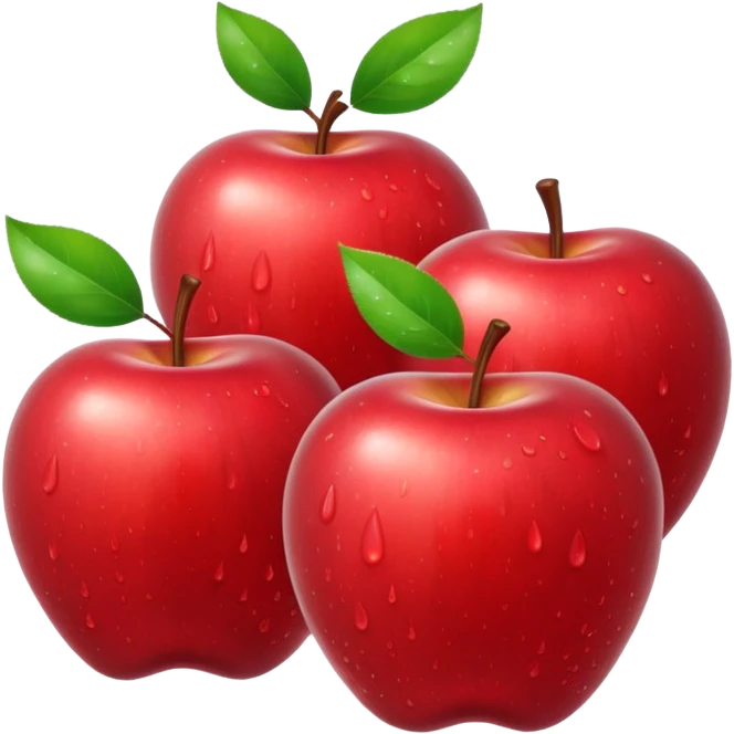 3 bi red apples with water drops on them emoji