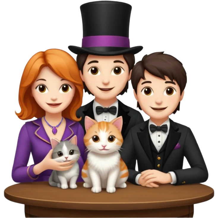 magician couple and their pet cat emoji