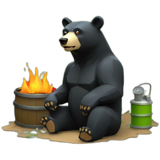 stand Lowpoly black bear with fuel  emoji