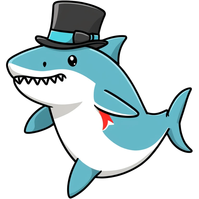 Shark with a top hat emoji