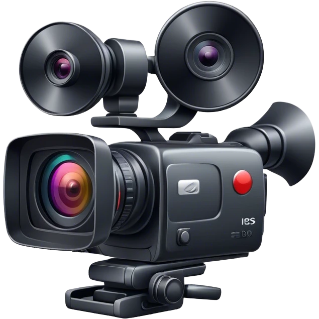 Create an emoji for video shooting. Show a video camera with a recording icon. Use modern, professional colors. Do not include any emojis or smiley faces. Make the background transparent. emoji