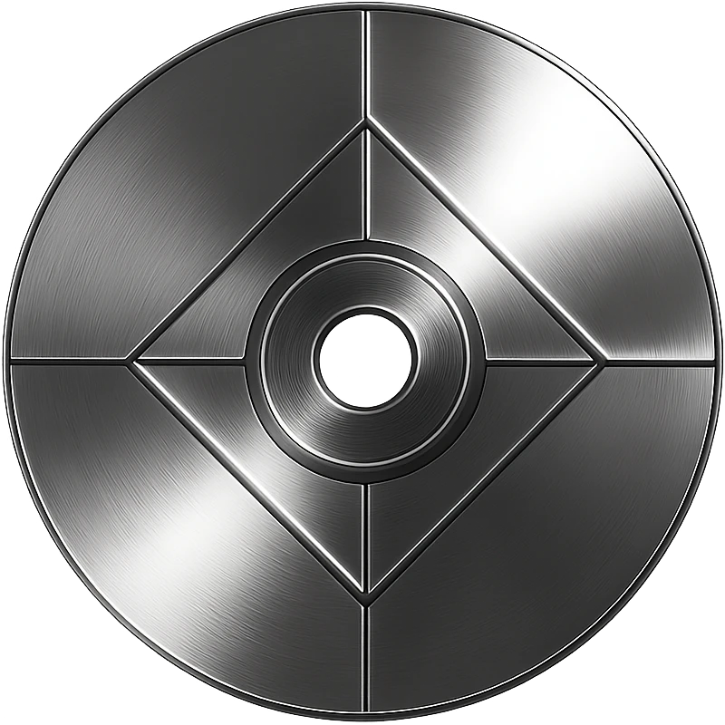 A minimalist CD disc with geometric pattern, glowing effect, pink color emoji