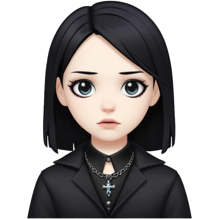 gothic femboy with black hair, pale skin, dark clothes emoji