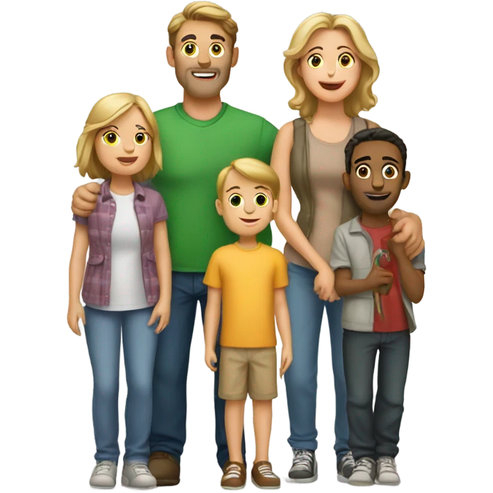 Caucasian Family of 8 at movie  emoji