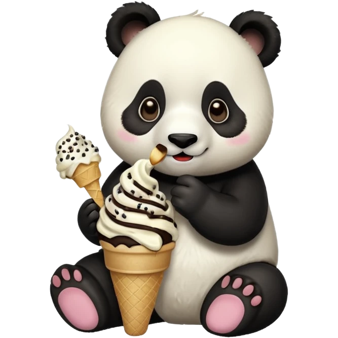 Panda eating ice cream emoji