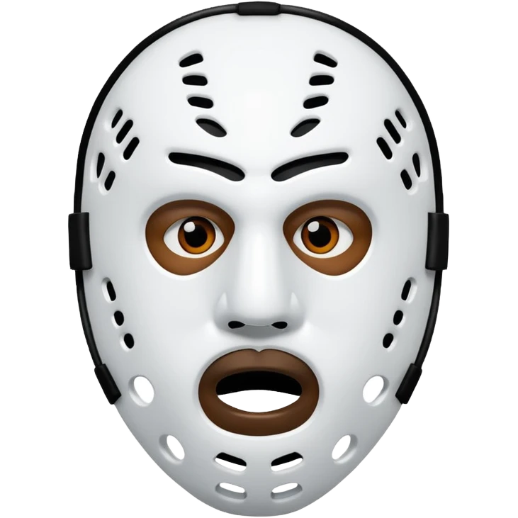 Masque de hockey de kanye west avec deux trous au dessus de la place de vision, et 6 trous en dessous de la place du nez emoji