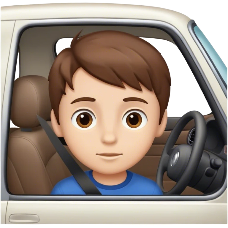 Boy with head out car brown hair emoji