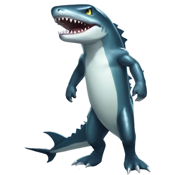 Full body edgy shiny shark-alligator-raptor-Digimon emoji