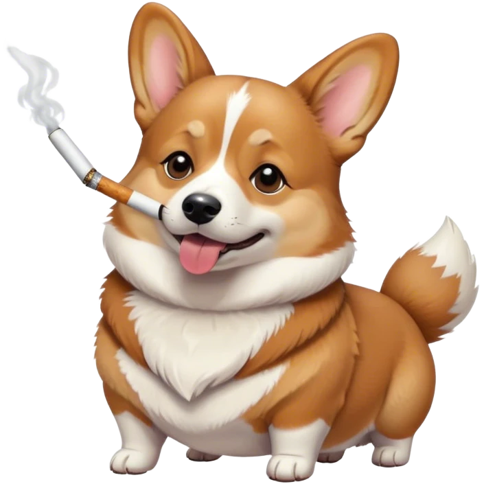 A corgi that looks Chinese smoking a cigarette  emoji