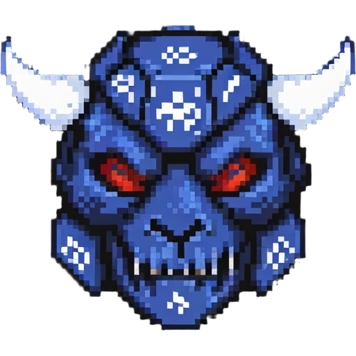 oni mask with a D20 dice emoji