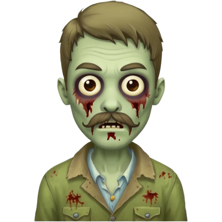 young zombie with long mustache emoji
