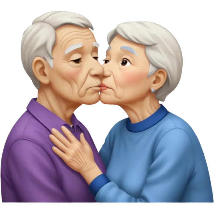 Crea un viejito besando a un joven emoji