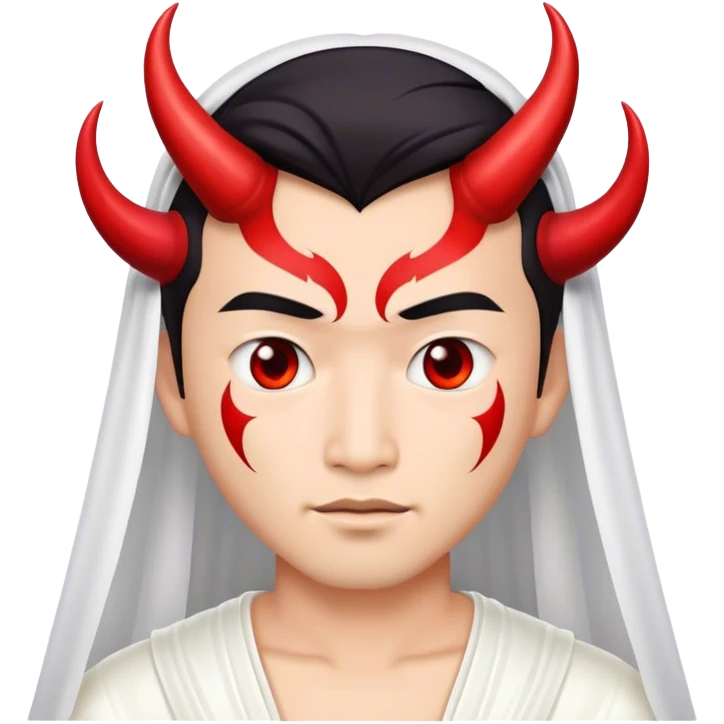 an asian male bride with the face of devil in wedding dress emoji