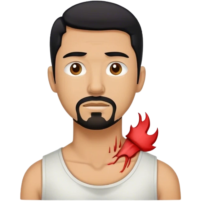 Man with black hair and goatee with injured neck  emoji