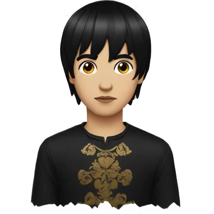 Byzantine Mexican Goth boy with black hair and bangs  emoji