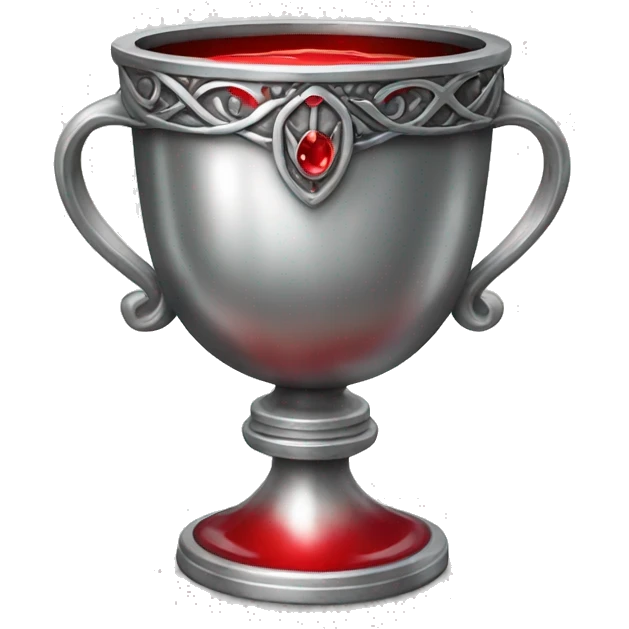 silver chalice with detailing on the outside with red liquid inside  emoji