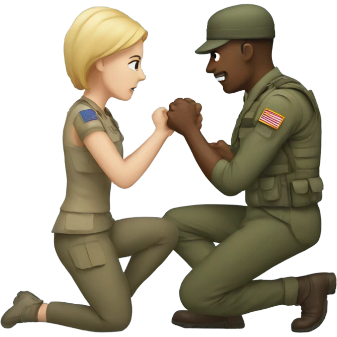 Man and woman fighting over a military man emoji
