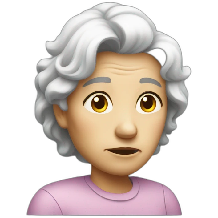 Mother worried old White techy emoji