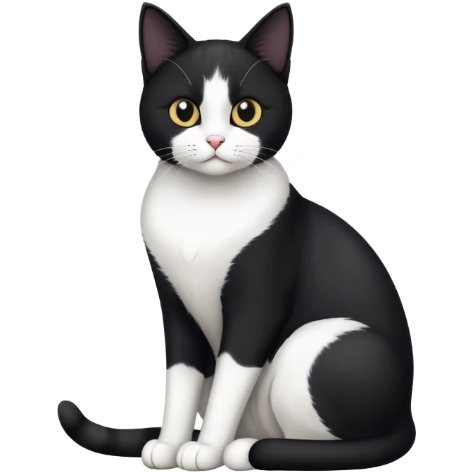 Black and white Devon cat sitting emoji