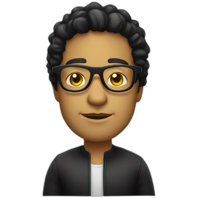 white entreprenuer with yellow tinted glasses and black hair emoji