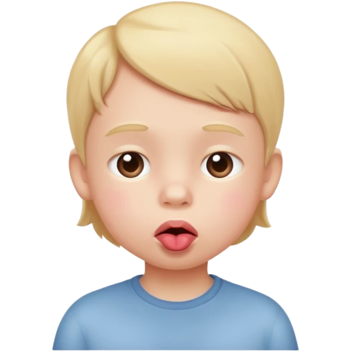 The white child is a stick at the lips, blowing emoji