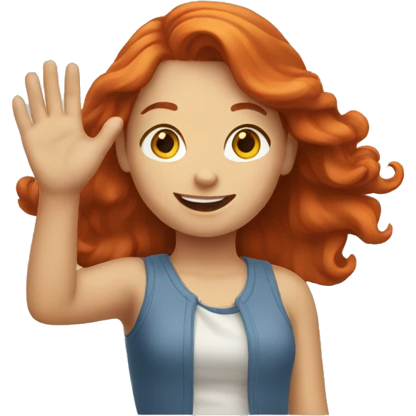 Redheaded girl waving emoji