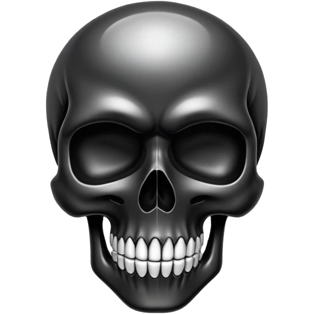 smooth glossy black skull with street style graffiti and cool brand logos, top view emoji