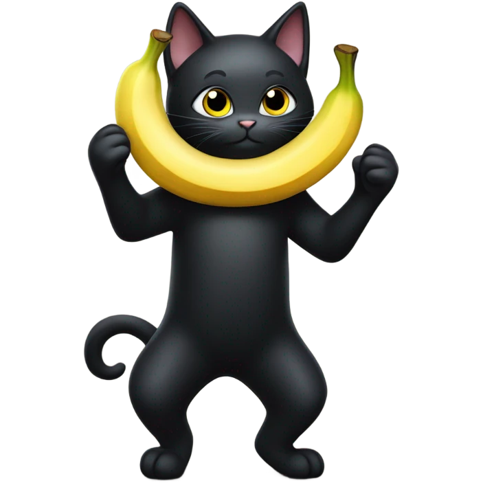 Black cat holding a banana emoji