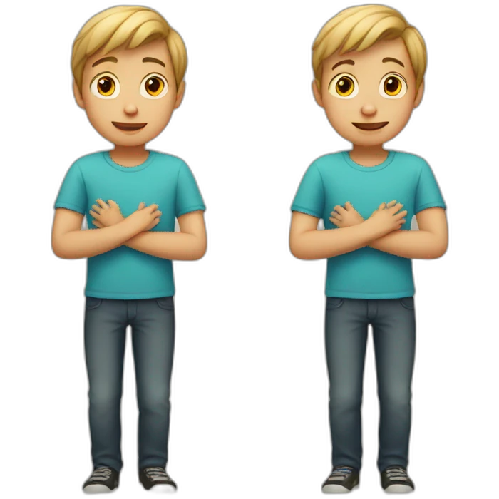 A boy showing cross with his hands emoji