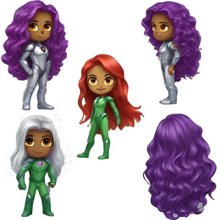 dc comics starfire red long hair, jade eyes, purple and silver spacesuit with no helmet emoji