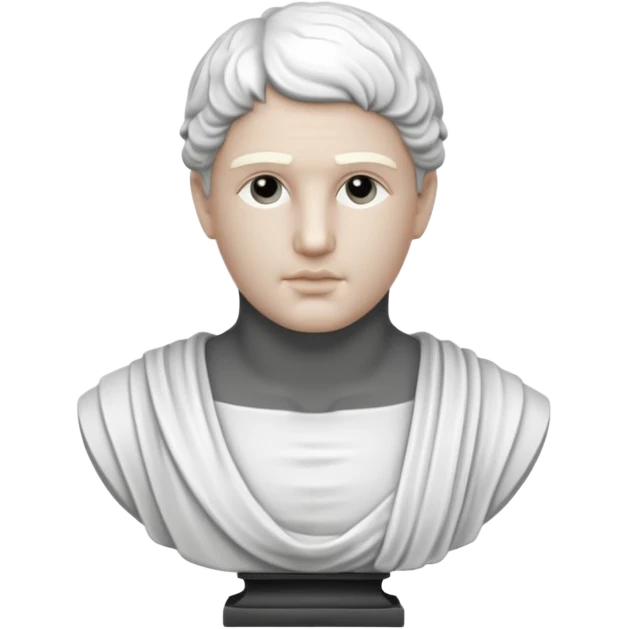 white classical roman bust, white stone, no other colours than white emoji
