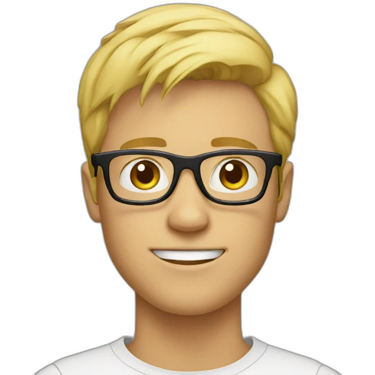 young blonde guy with glasses emoji