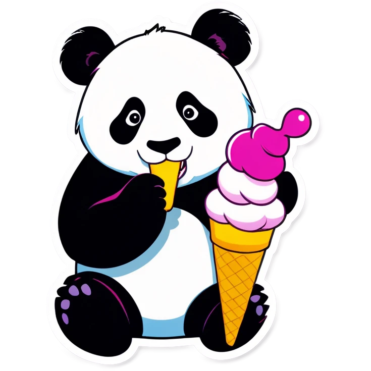 Panda eating ice cream emoji
