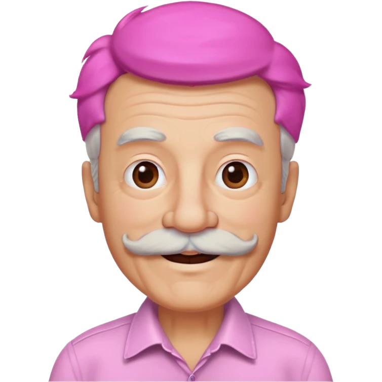 old guy with funny hair and brown shades and big  pink mustache emoji