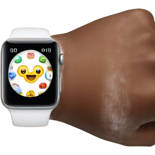 close up of apple watch on wrist with hand emoji