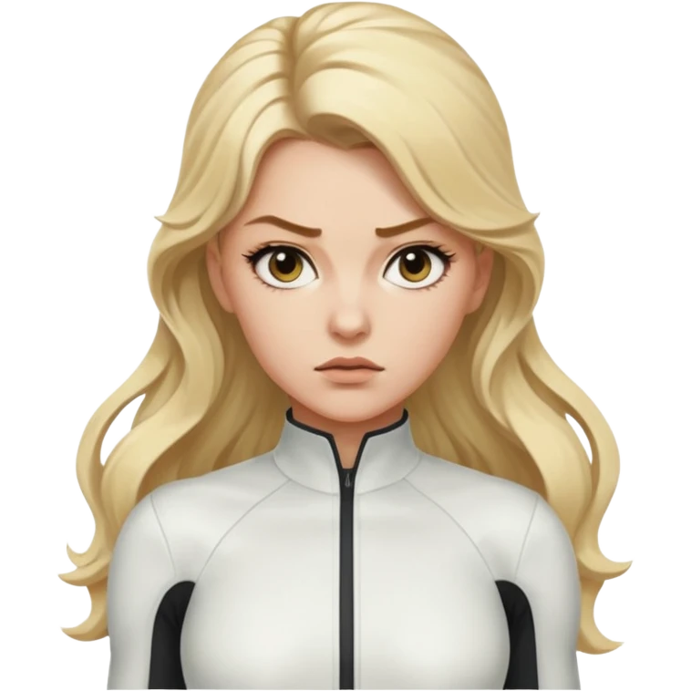 yelena belova in white widow suit with wavy blonde hair in high ponytail emoji