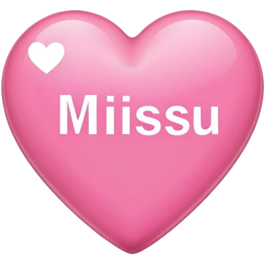 Pink heart that says “I miss u” emoji