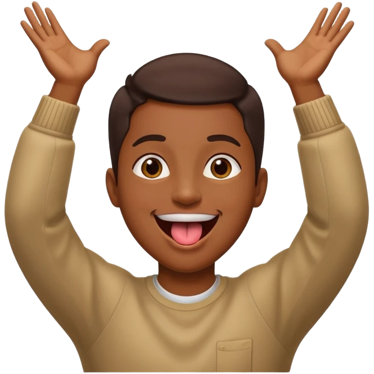 face with tongue out and both arms up emoji
