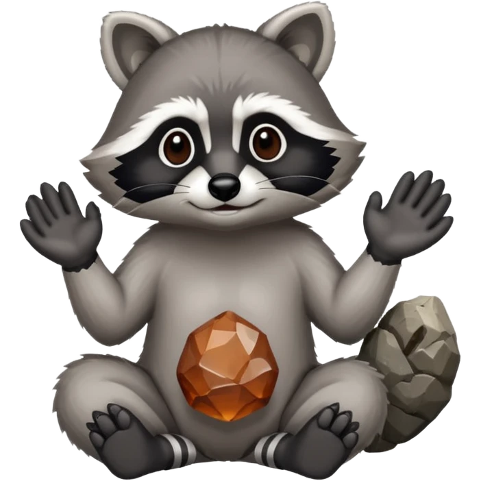 Raccoon with rock hands  emoji