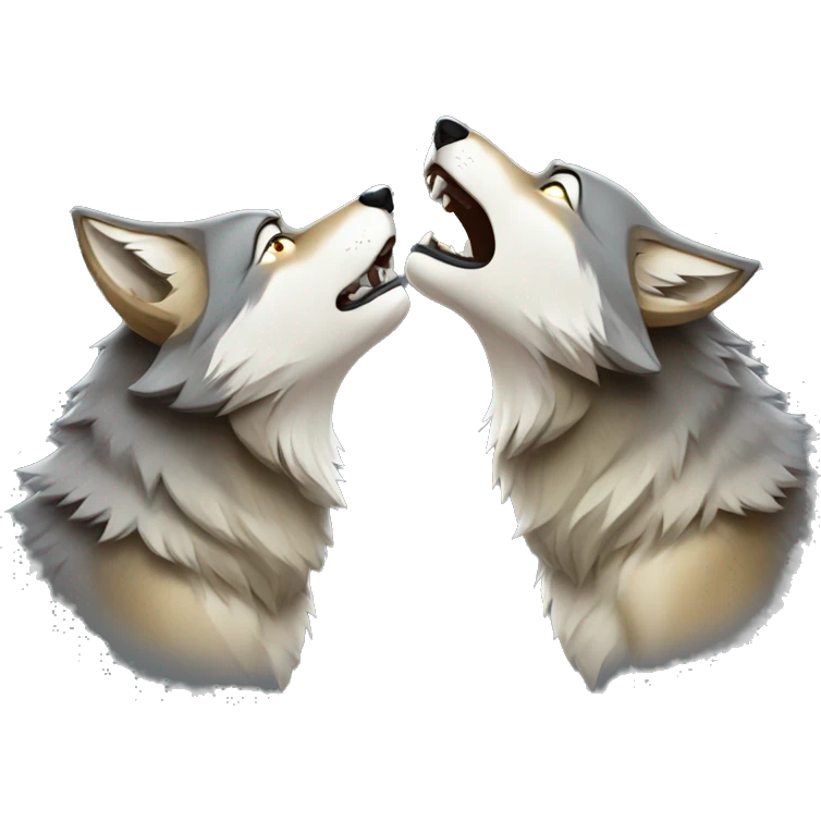 two wolves sad howling emoji