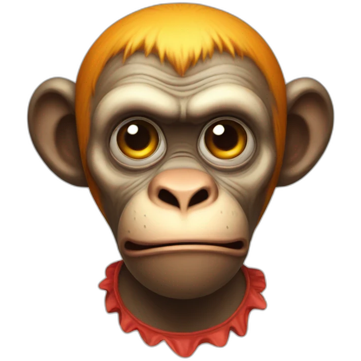 Clown monkey with sad face emoji