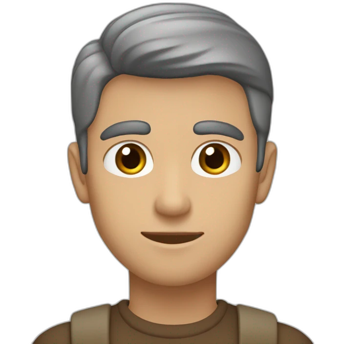 hombre joven de piel blanca, ojos marrones y tupé castaño emoji