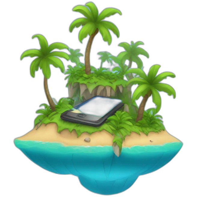 Playing on phone in an island emoji