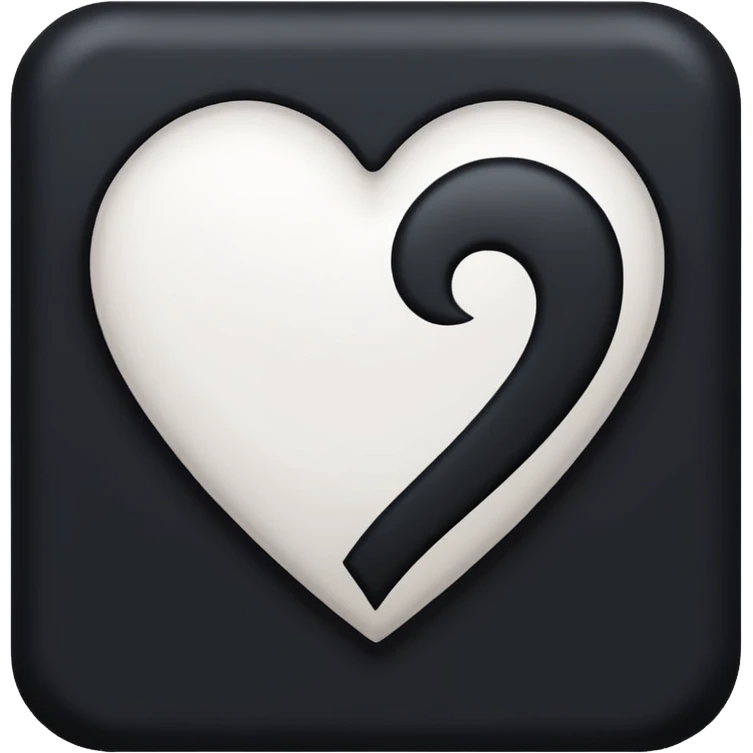 white goth heart, minimal, edgy, dark accents emoji