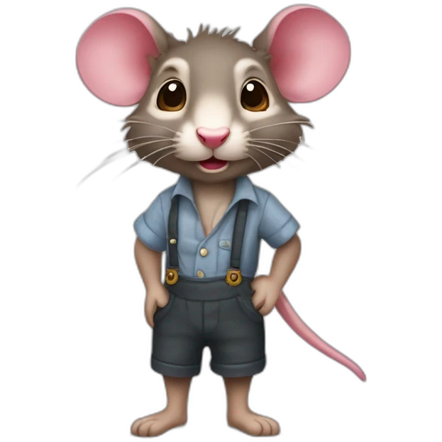 Raton laveur en chemise tenant une rose à la bouche emoji