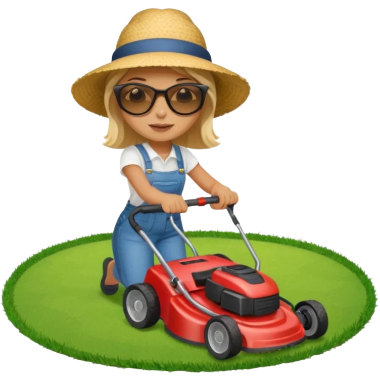 Girl mowing lawn emoji